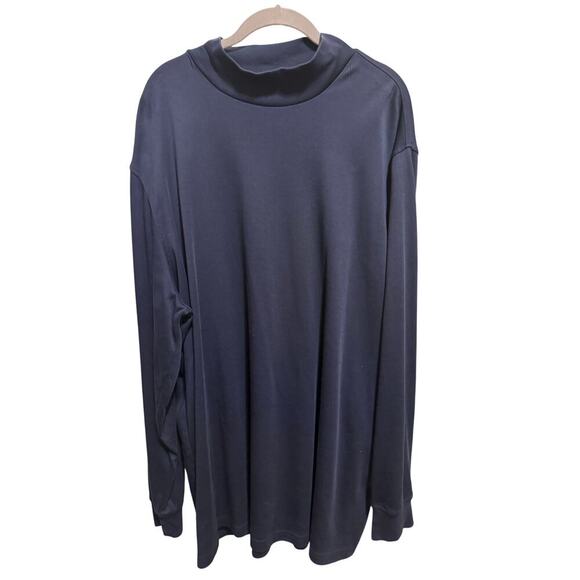 Lands' End Men's Super T Cotton Mock Turtleneck Blue Long Sleeve Shirt 3XL/T - Picture 2 of 9